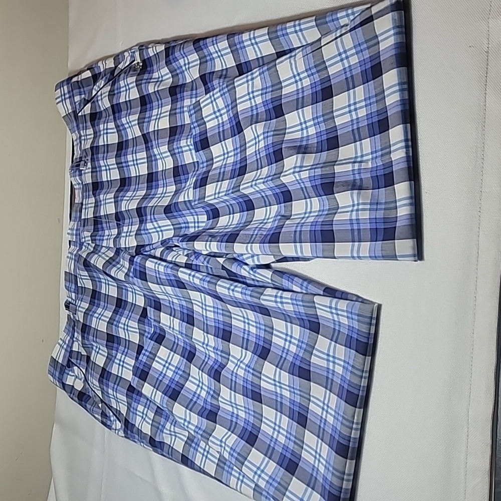 Roberta di Camerino white blue and gray plaid pants size 36×29